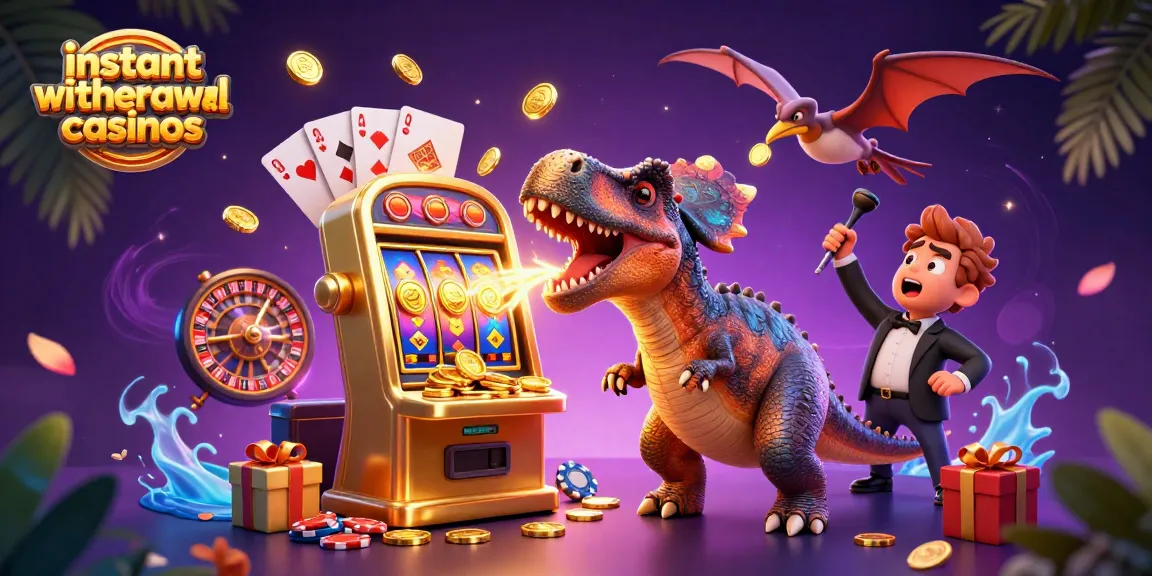 Experience instant withdrawal casinos as a pachycephalosaurus triggers a jackpot, capturing coins!